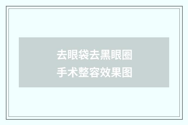 去眼袋去黑眼圈手术整容效果图