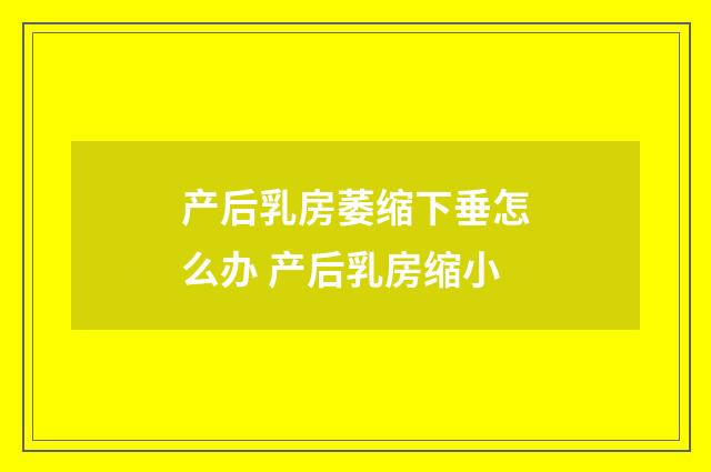 产后乳房萎缩下垂怎么办 产后乳房缩小