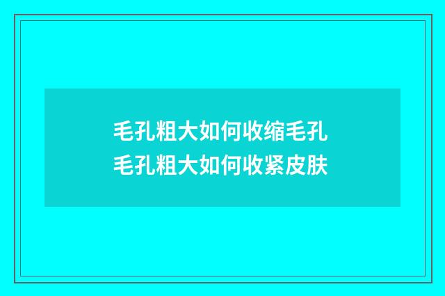 毛孔粗大如何收缩毛孔 毛孔粗大如何收紧皮肤