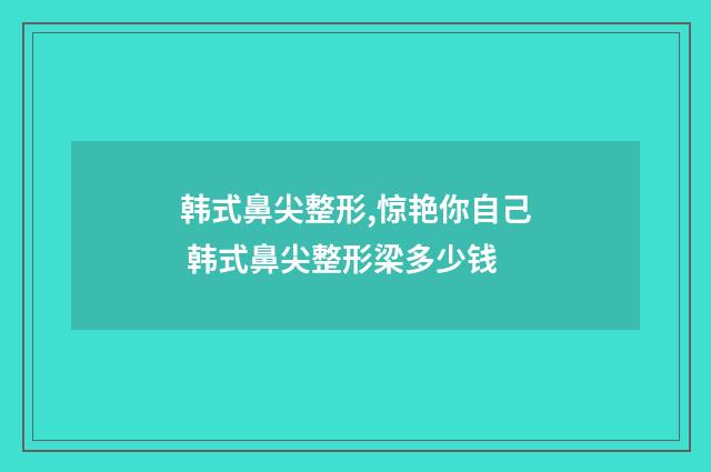 韩式鼻尖整形,惊艳你自己 韩式鼻尖整形梁多少钱