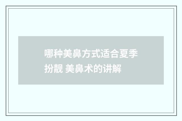 哪种美鼻方式适合夏季扮靓 美鼻术的讲解