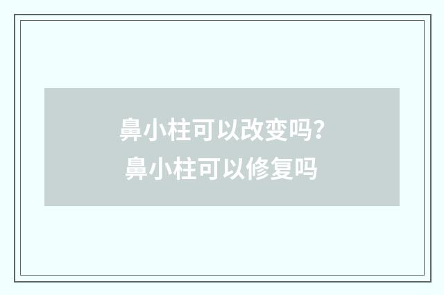 鼻小柱可以改变吗？ 鼻小柱可以修复吗