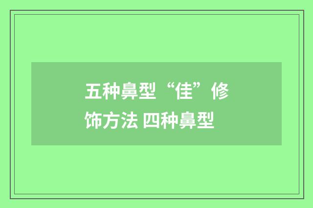 五种鼻型“佳”修饰方法 四种鼻型