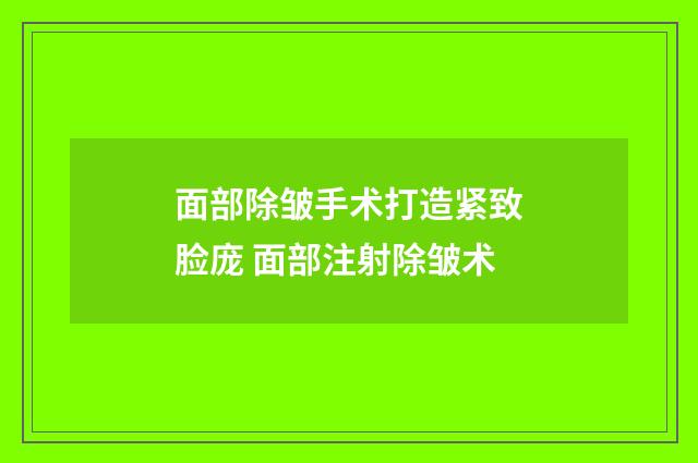 面部除皱手术打造紧致脸庞 面部注射除皱术