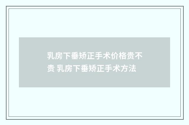 乳房下垂矫正手术价格贵不贵 乳房下垂矫正手术方法
