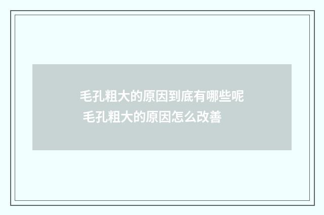 毛孔粗大的原因到底有哪些呢 毛孔粗大的原因怎么改善