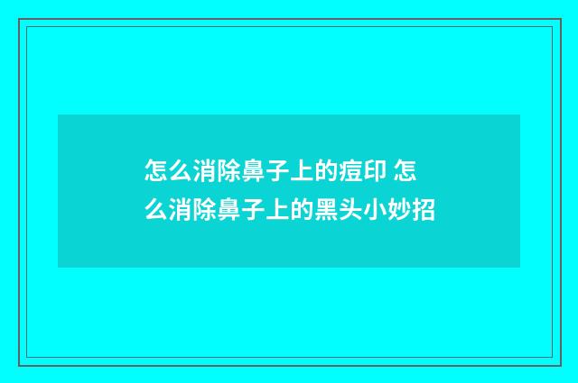 怎么消除鼻子上的痘印 怎么消除鼻子上的黑头小妙招