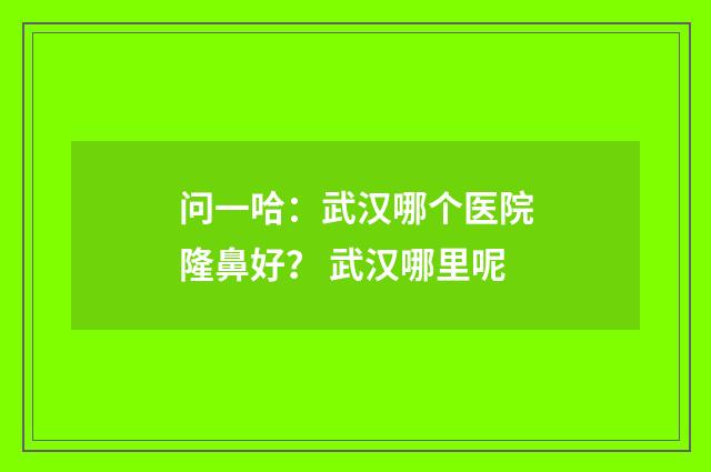 问一哈：武汉哪个医院隆鼻好？ 武汉哪里呢