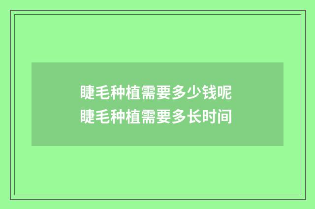 睫毛种植需要多少钱呢 睫毛种植需要多长时间