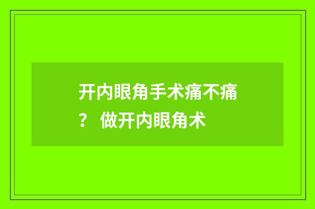 开内眼角手术痛不痛？ 做开内眼角术