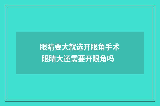 眼睛要大就选开眼角手术 眼睛大还需要开眼角吗