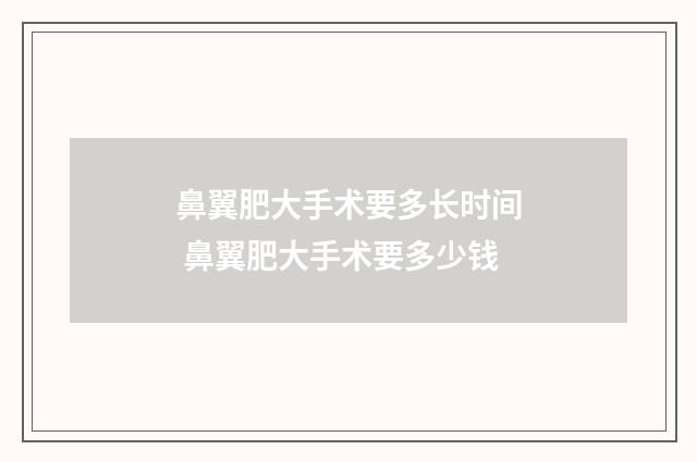 鼻翼肥大手术要多长时间 鼻翼肥大手术要多少钱