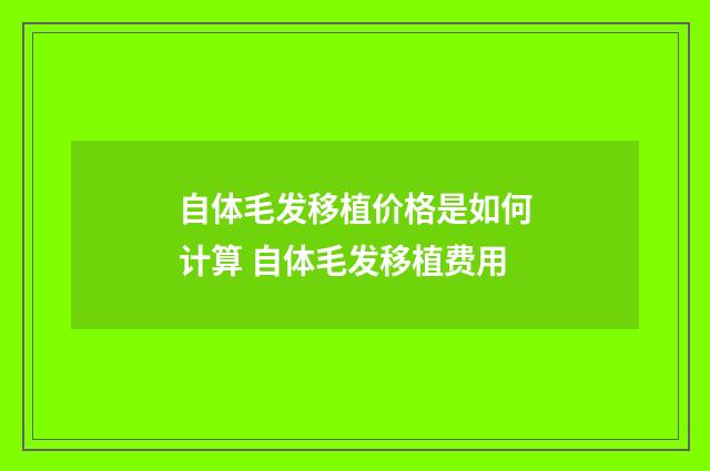 自体毛发移植价格是如何计算 自体毛发移植费用