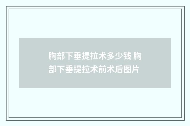 胸部下垂提拉术多少钱 胸部下垂提拉术前术后图片