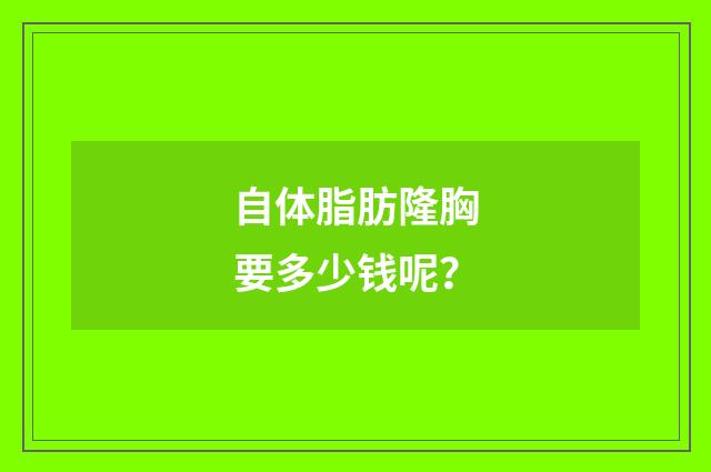 自体脂肪隆胸要多少钱呢？