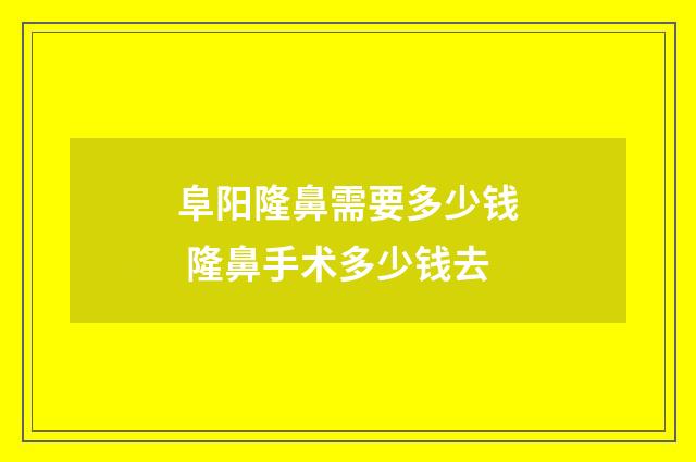 阜阳隆鼻需要多少钱 隆鼻手术多少钱去