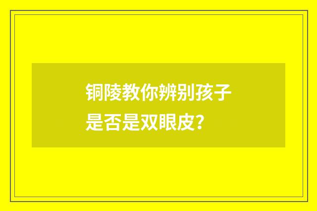 铜陵教你辨别孩子是否是双眼皮？