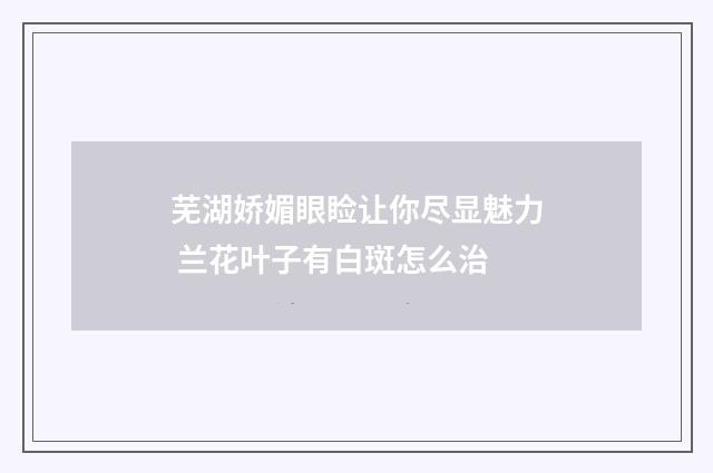 芜湖娇媚眼睑让你尽显魅力 兰花叶子有白斑怎么治