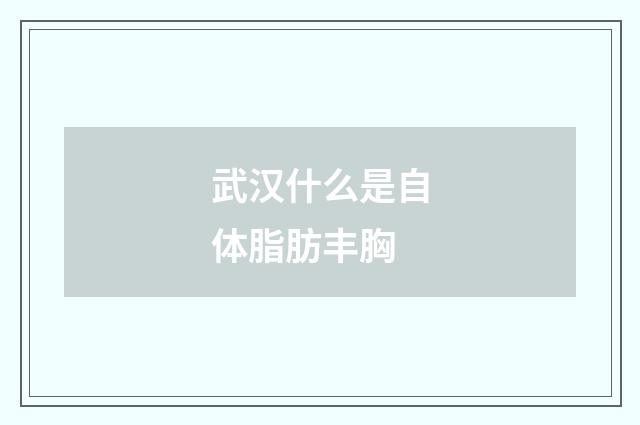 武汉什么是自体脂肪丰胸