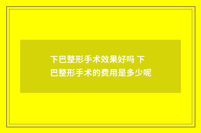 下巴整形手术效果好吗 下巴整形手术的费用是多少呢