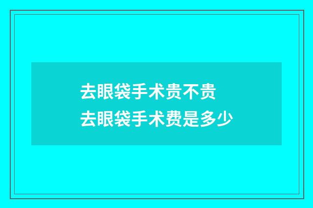 去眼袋手术贵不贵 去眼袋手术费是多少