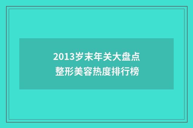 2013岁末年关大盘点 整形美容热度排行榜