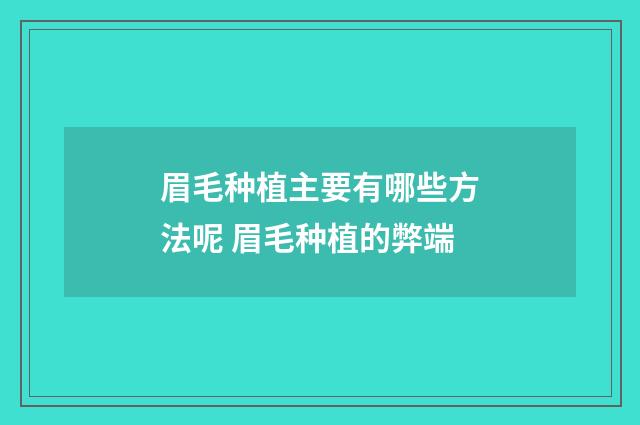 眉毛种植主要有哪些方法呢 眉毛种植的弊端
