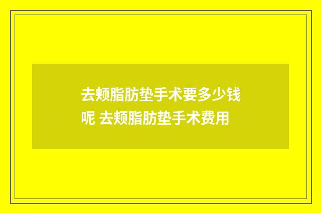去颊脂肪垫手术要多少钱呢 去颊脂肪垫手术费用