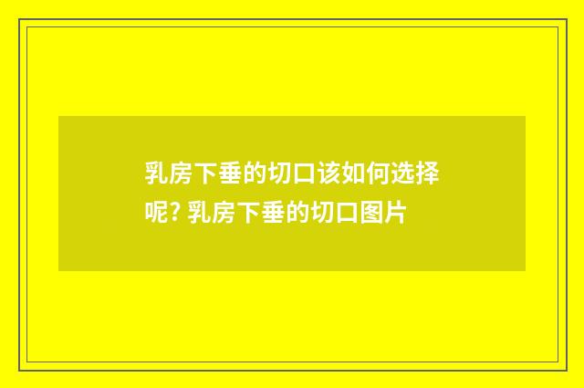 乳房下垂的切口该如何选择呢? 乳房下垂的切口图片