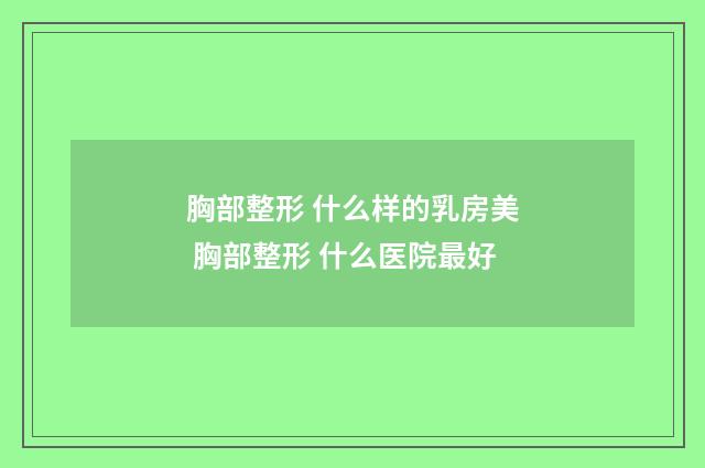 胸部整形 什么样的乳房美 胸部整形 什么医院最好