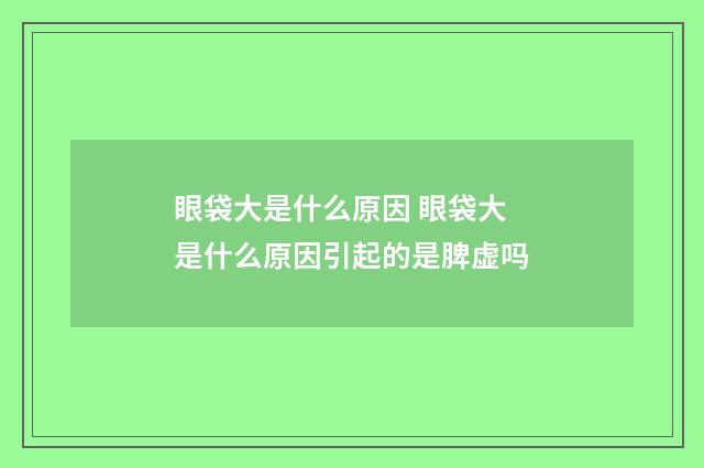 眼袋大是什么原因 眼袋大是什么原因引起的是脾虚吗