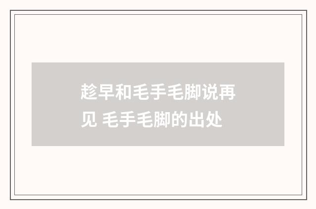 趁早和毛手毛脚说再见 毛手毛脚的出处
