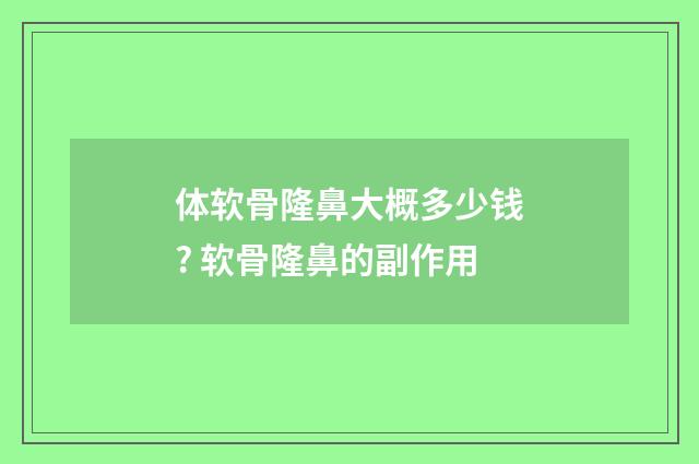 体软骨隆鼻大概多少钱? 软骨隆鼻的副作用