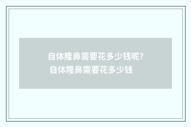 自体隆鼻需要花多少钱呢? 自体隆鼻需要花多少钱