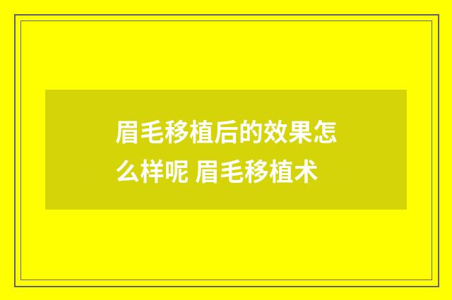 眉毛移植后的效果怎么样呢 眉毛移植术