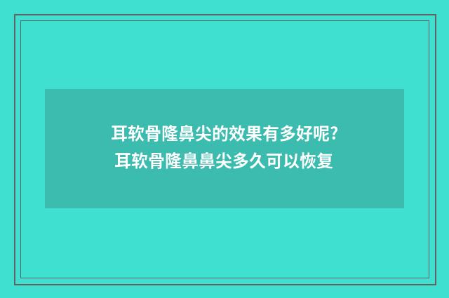 耳软骨隆鼻尖的效果有多好呢? 耳软骨隆鼻鼻尖多久可以恢复