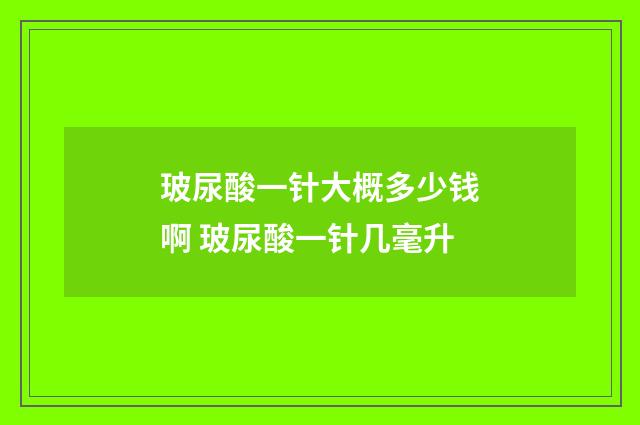 玻尿酸一针大概多少钱啊 玻尿酸一针几毫升
