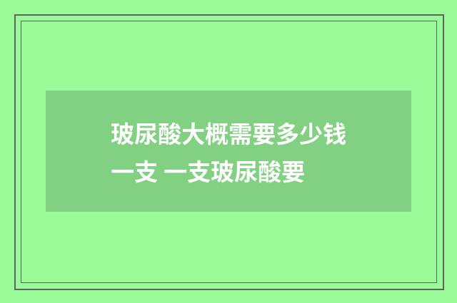玻尿酸大概需要多少钱一支 一支玻尿酸要