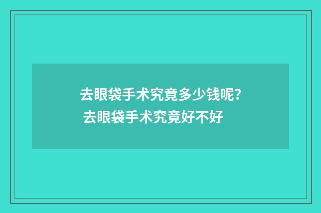 去眼袋手术究竟多少钱呢？ 去眼袋手术究竟好不好
