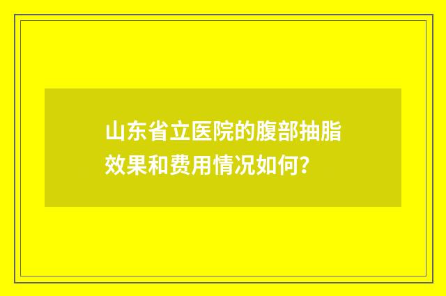 山东省立医院的腹部抽脂效果和费用情况如何？