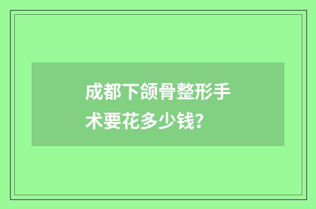 成都下颌骨整形手术要花多少钱？