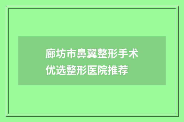 廊坊市鼻翼整形手术优选整形医院推荐
