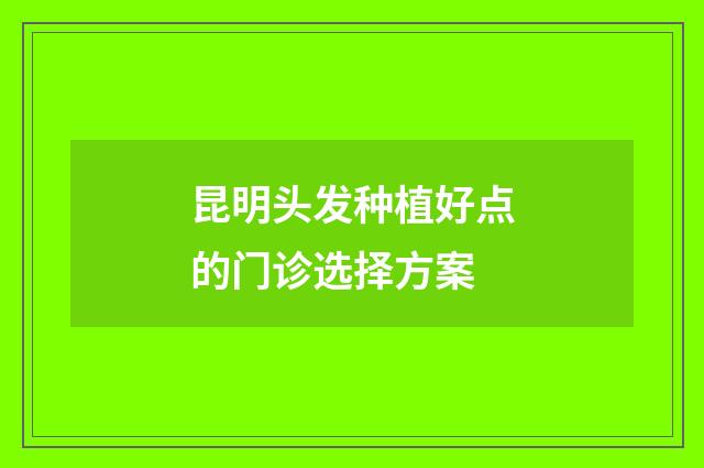 昆明头发种植好点的门诊选择方案