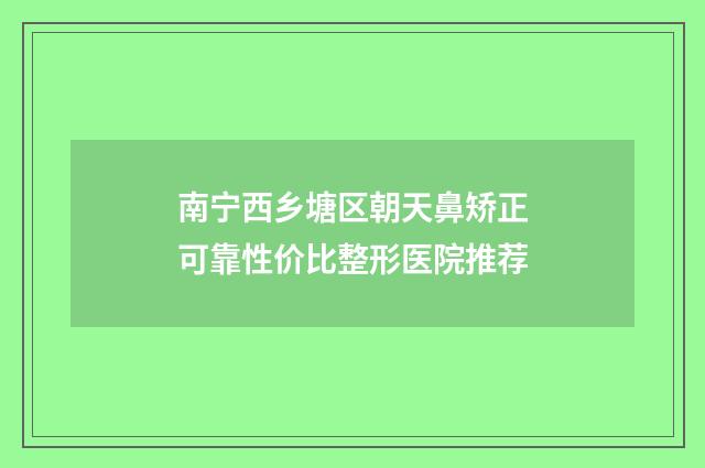 南宁西乡塘区朝天鼻矫正可靠性价比整形医院推荐