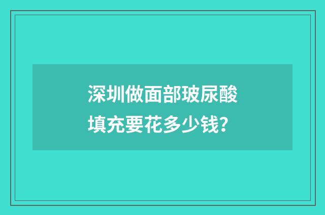 深圳做面部玻尿酸填充要花多少钱？