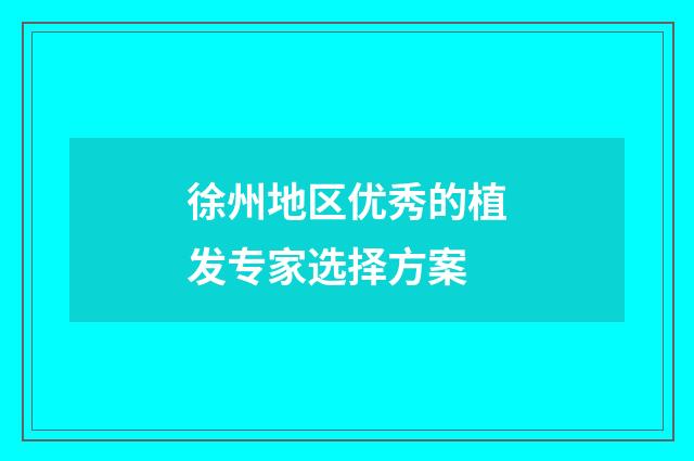 徐州地区优秀的植发专家选择方案