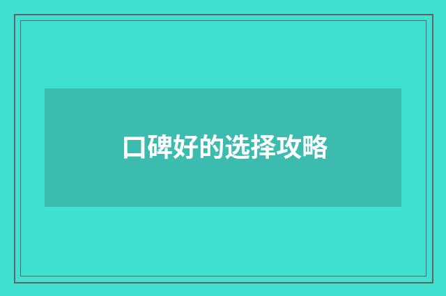 口碑好的选择攻略