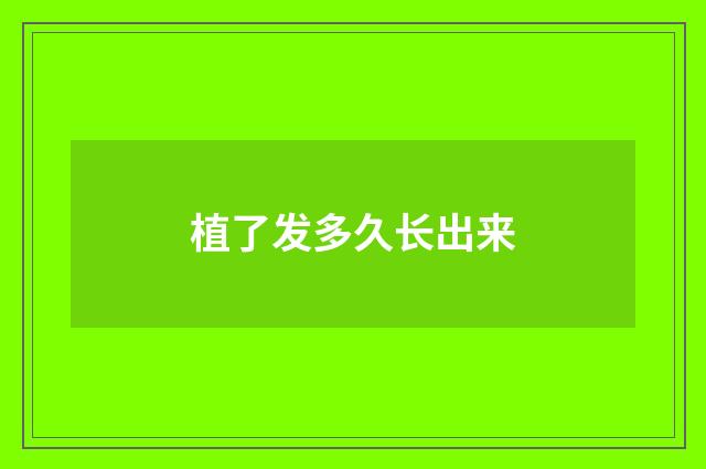 植了发多久长出来
