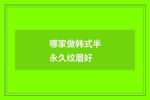 哪家做韩式半永久纹眉好